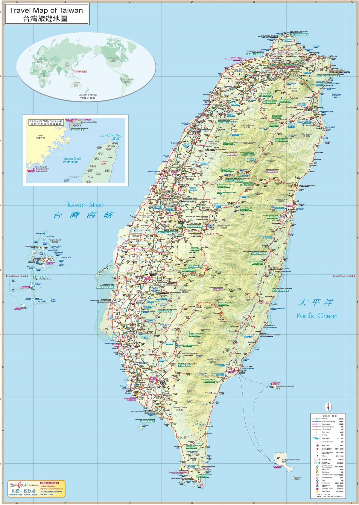 Taiwan bidaia-gida mapa