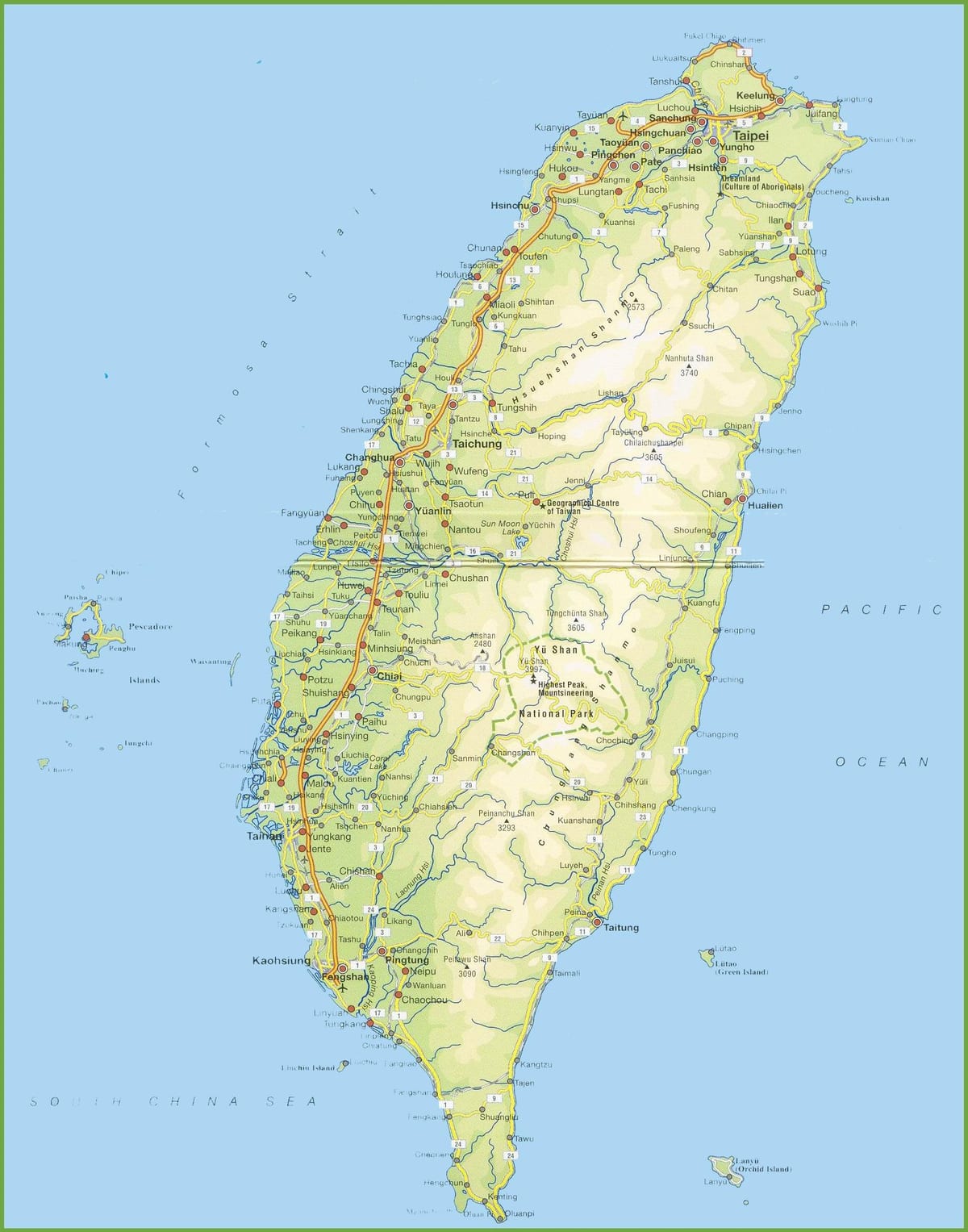 Mapa Taiwan camping