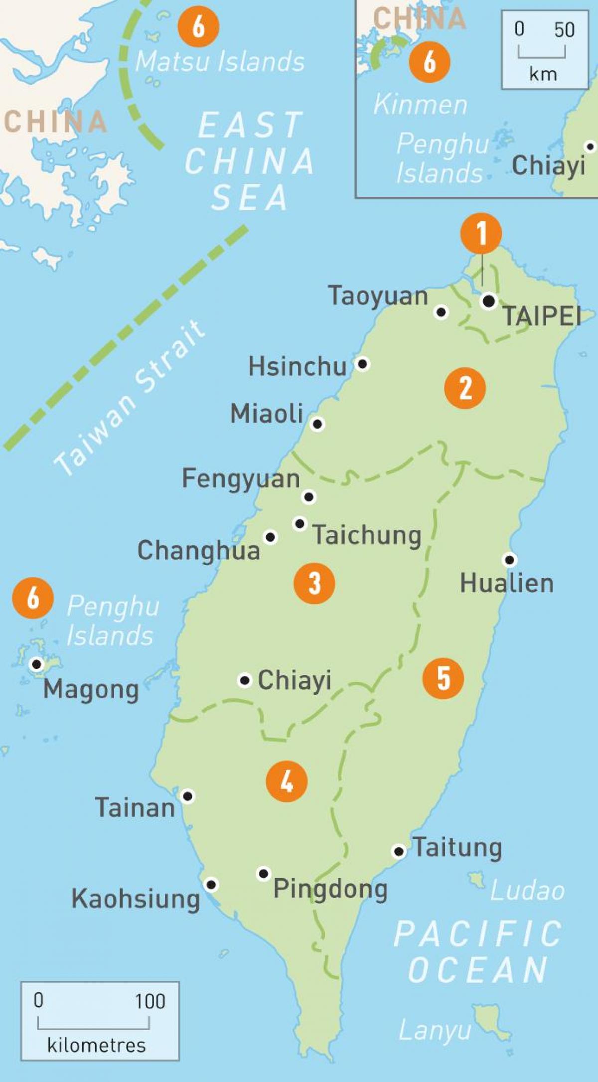 Mapa Taiwan herriko