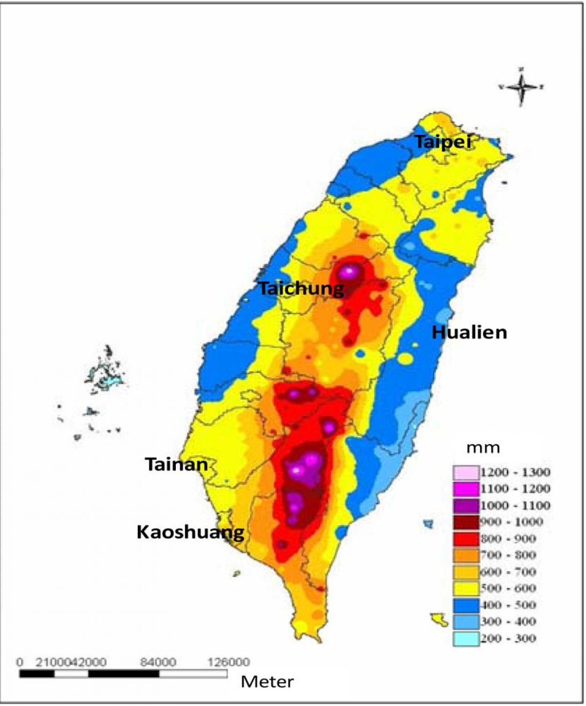 Mapa Taiwan klima