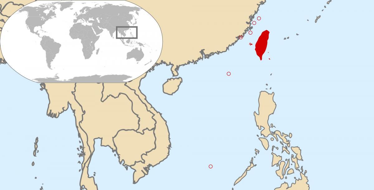 munduko mapa erakutsiz Taiwan