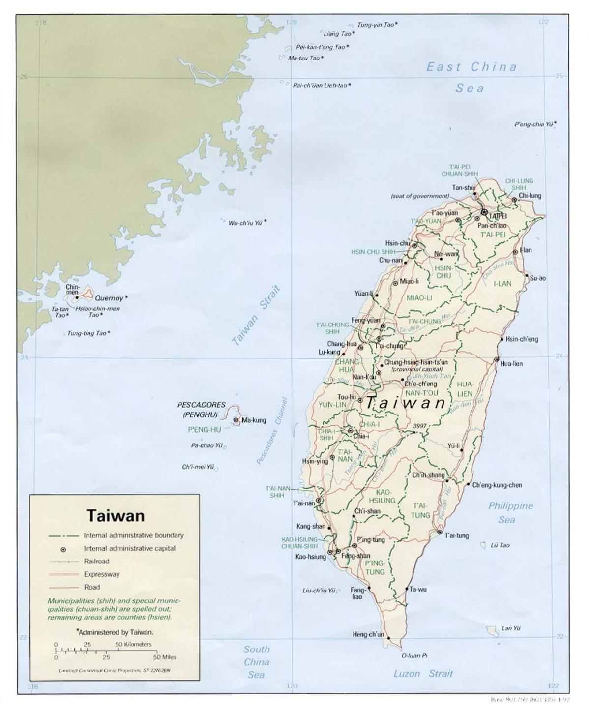 Mapa Taiwan mar batera erakargarri