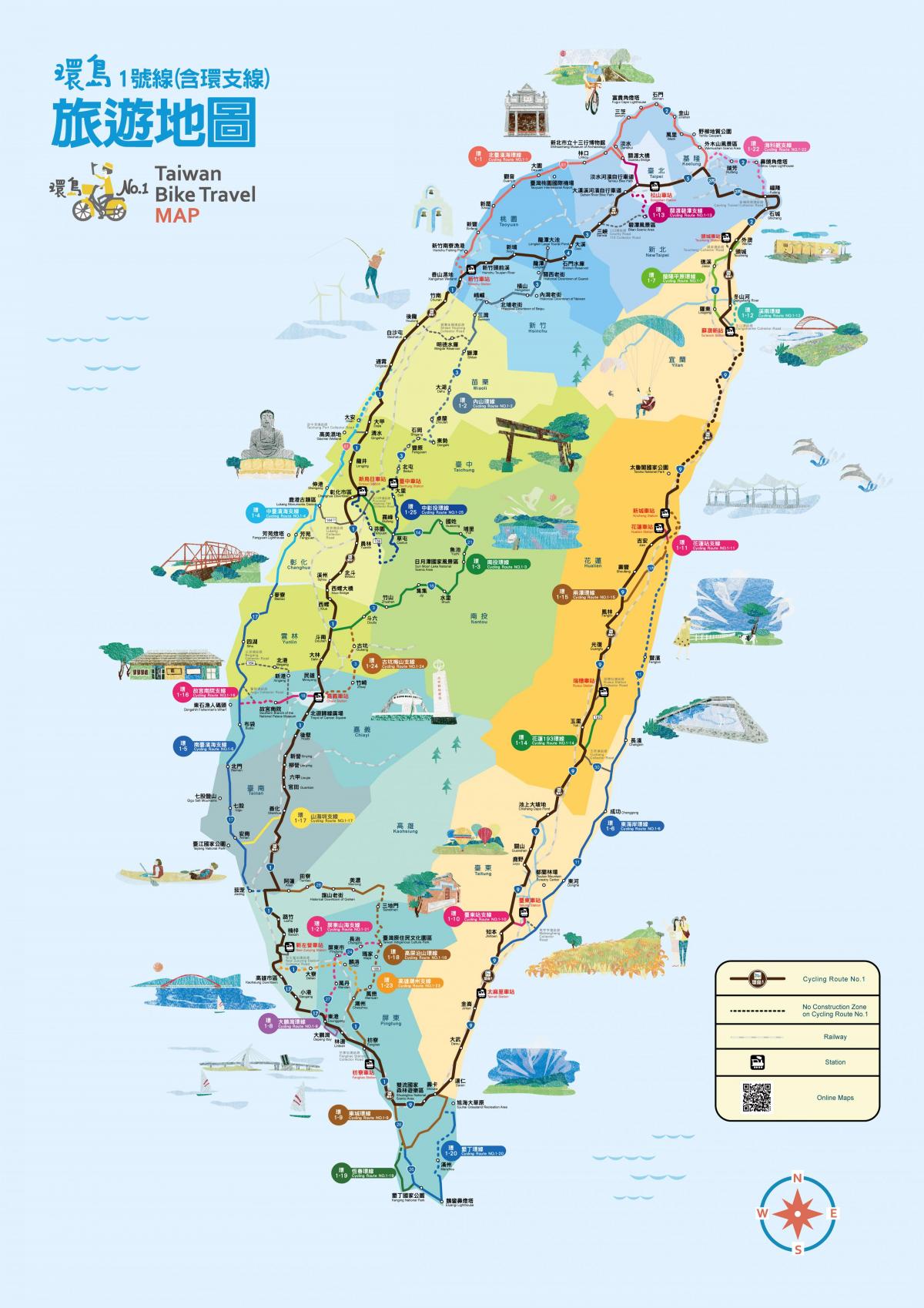 txirrindularitza inguruan Taiwan road bike mapa