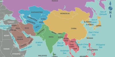 Mapa Taiwan eta inguruko herrialdeetan