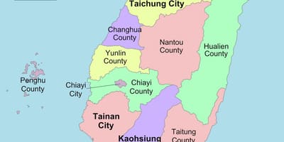 Mapa Taiwan county 